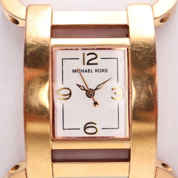 Michael Kors Rose Gold Tone 27mm Rectangle Dial Watch Chain Bracelet New Battery main image 12